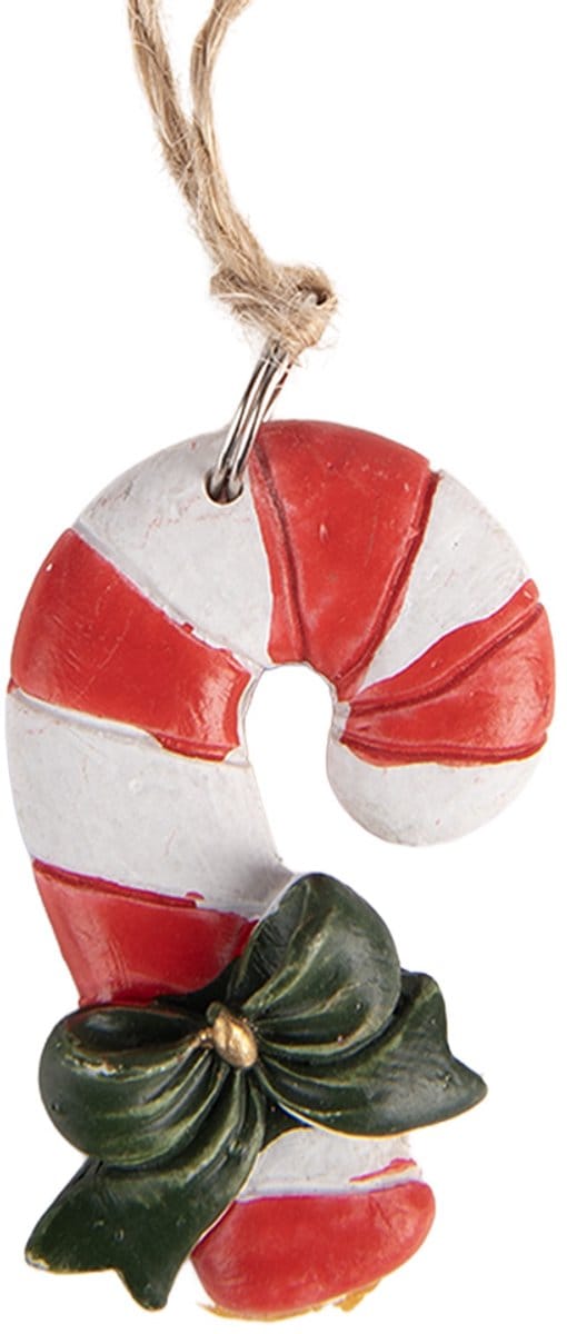 Clayre & Eef Kersthanger Zuurstok 3x1x5 cm Rood Kunststof