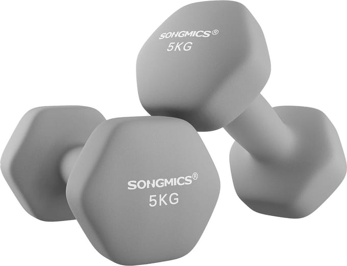 Dumbbellset van 2 - 2x5 kg -in stijlvol grijs