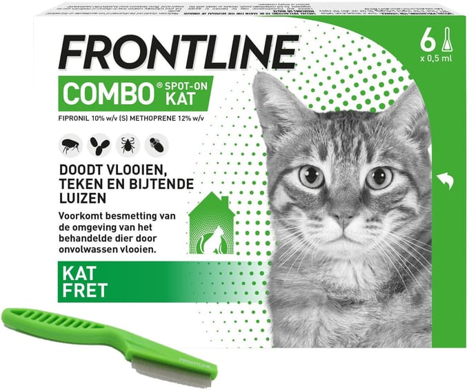 Frontline Combo Kat - 6 Pipetten + Vlooienkam
