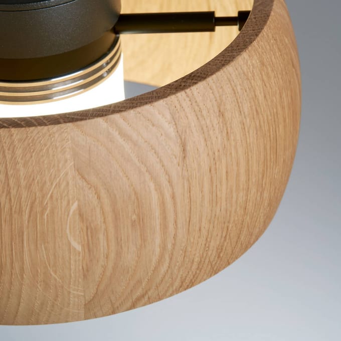 FISCHER & HONSEL LED hanglamp Shine-Wood, eiken/zwart Lengte 100 cm 3-lamps.