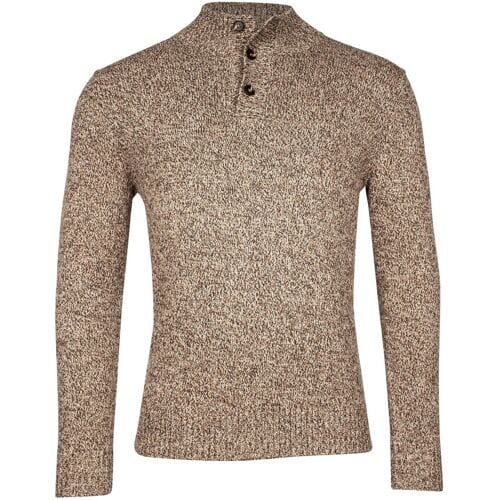 Thomas Maine Trui Button Collar Single Knit New England Twill Donker Zand / male