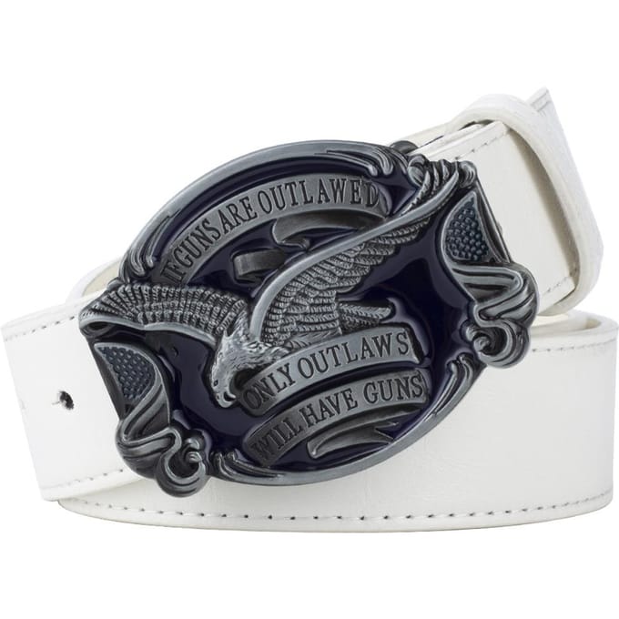 Heeft Wapens Amerikaanse Adelaar Gesp Mode Lederen Riem Reliëf voor Mannen Cowboy 130cm gray