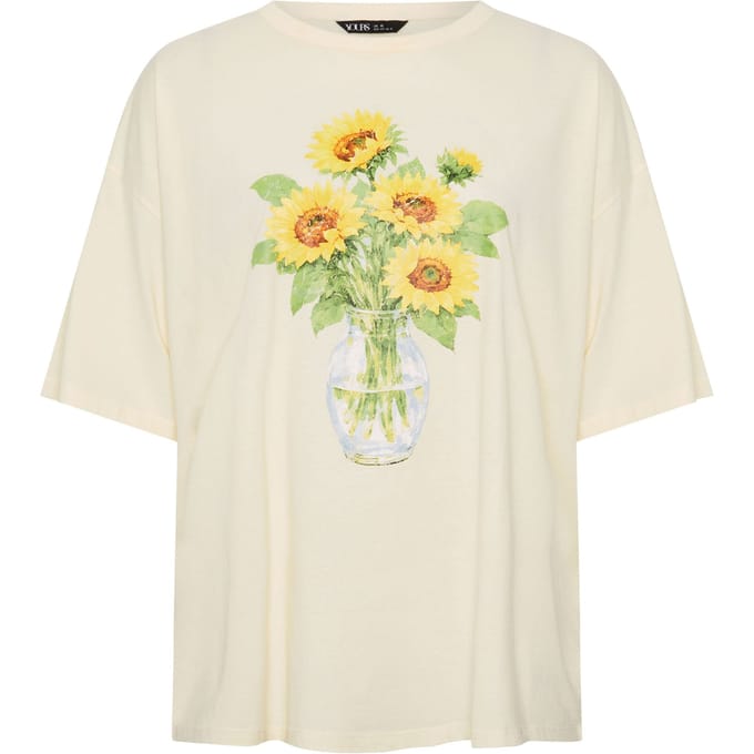 Yours Geel Tshirt Met Zonnebloemprint Size 42