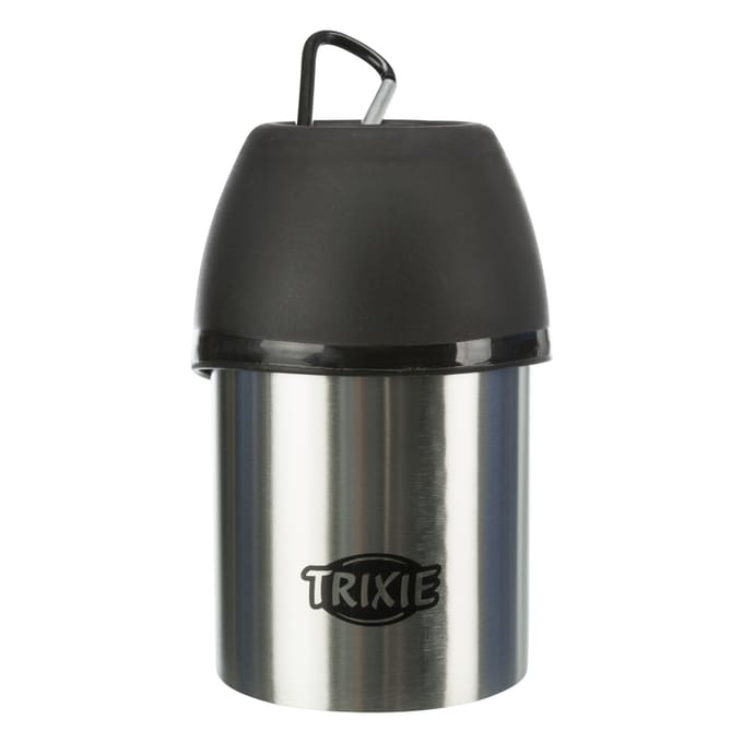 Trixie RVS Drinkfles - Waterfles voor Honden - met Plastic drinkbak - 300 ML