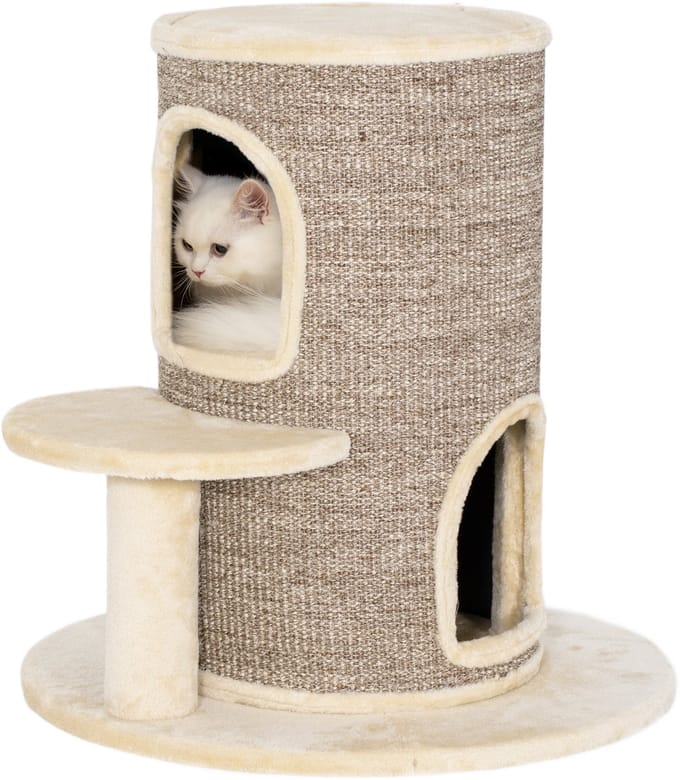 PawHut Kattentoren Spaanplaat, Polyester 60L x 60B x 61H cm Beige + Bruin