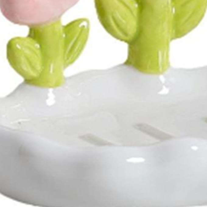 Creatieve schattige bloemen PP zeepdoos huishoudelijke zeepafvoer washouder voor badkamer thuis beige