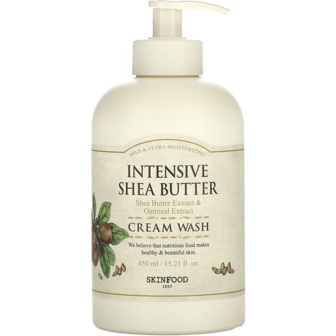 SKINFOOD, Intensive Shea Butter, Cream Wash, 450 ml (15.21 fl oz) white