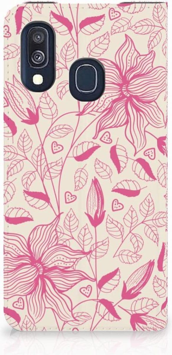 Samsung Galaxy A40 Smart Cover Pink Flowers