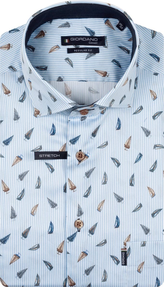 Giordano – Ascona – Heren – Zeilboten print – Overhemd – Blauw – 617042-62