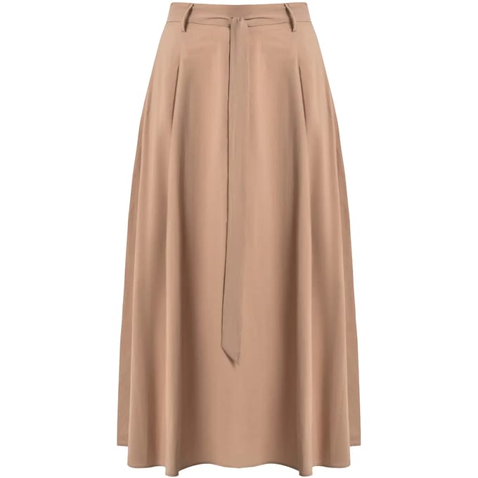 Lange trapeze popeline rok met tailleband voor dames Mat Fashion