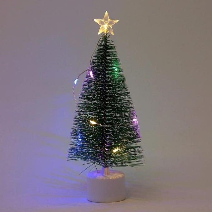 17cm LED Mini Kerstboom met Meerkleurige Lichtslingers Kleine Kerstboom gray