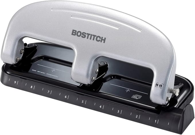 3-Gaats Perforator - 20 Vel Capaciteit - Minder Inspanning - Geen Vastlopers - Zilver