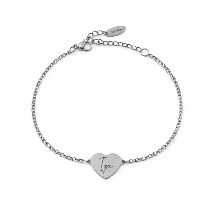 Graveerbare Armband Naam Hart Zilver