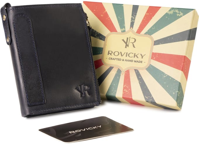 Rovicky Retro Portefeuille - Verticaal - RFID Beveiliging - Natuurlijke Leder