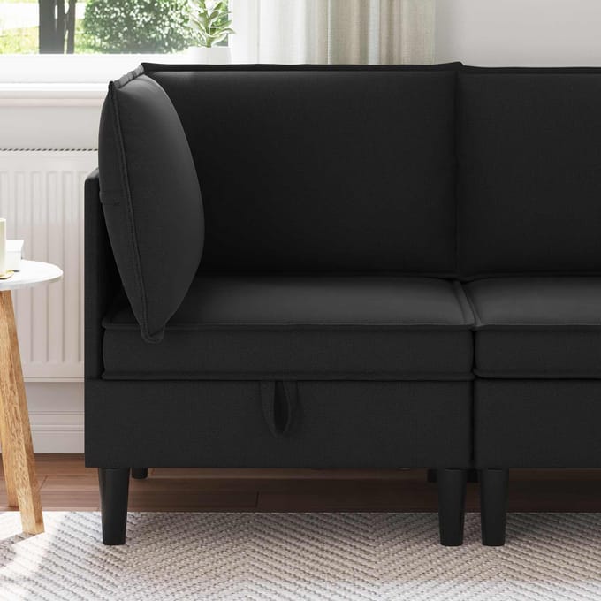 vidaXL - Hoek - Sofa - met - Opbergruimte - Zwart - Fluweel