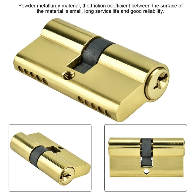 60mm Koperen Dubbel Open Cilinder Anti-diefstal Deurslotcilinder met Sleutels beige