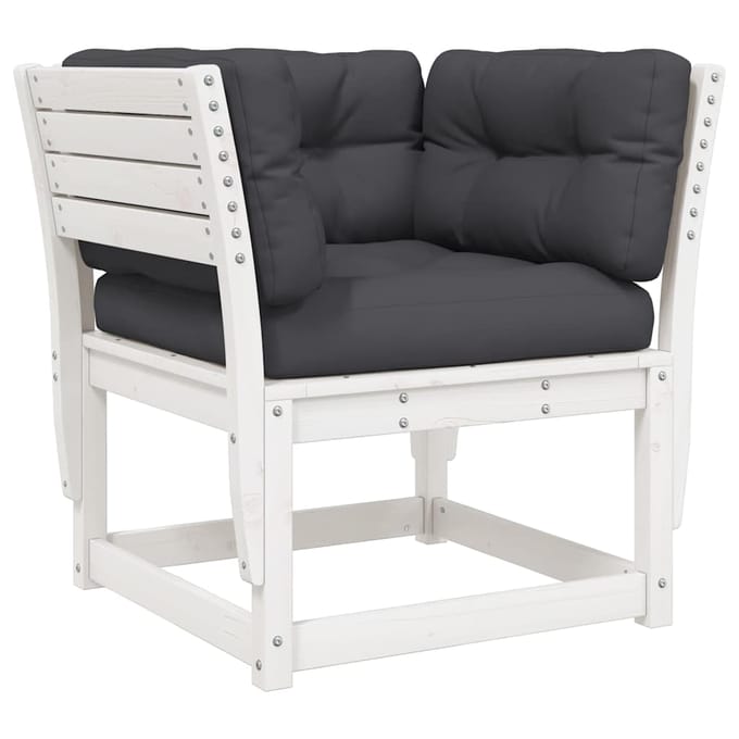 vidaXL - 5-delige - Loungeset - met - kussens - massief - grenenhout - wit