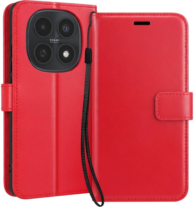 Mayaxess, Hoesje geschikt voor Redmi Note 15 5G / 4G - Wallet Case met Koord & Stand, Rood