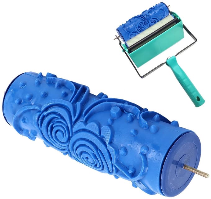 Dailygoods - 5 Inch DIY Patroon Verfroller, Textuur Rubberen Roller, Decoratieve Rubberen Roller Decoratieve Kunst Roller Textuur Roller voor Wanddecoratie, Muur Patroon Roller (ZZ0077 Bloem)