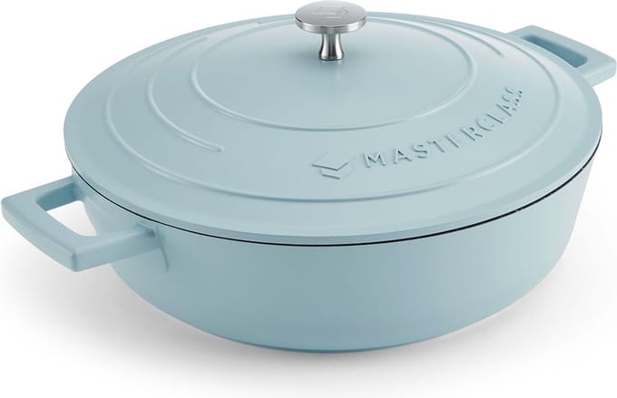 MasterClass Hemelsblauwe, ondiepe aluminium braadpan, 4 liter