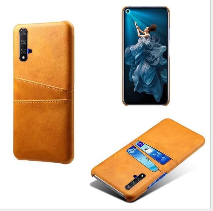 Back Cover met Opbergvakjes + Gehard Glas Screenprotector voor Honor 20_ Bruin