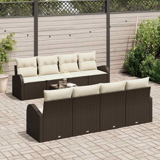 vidaXL - Tuinbank - Set - 9 - st - Bruin - poly - rattan