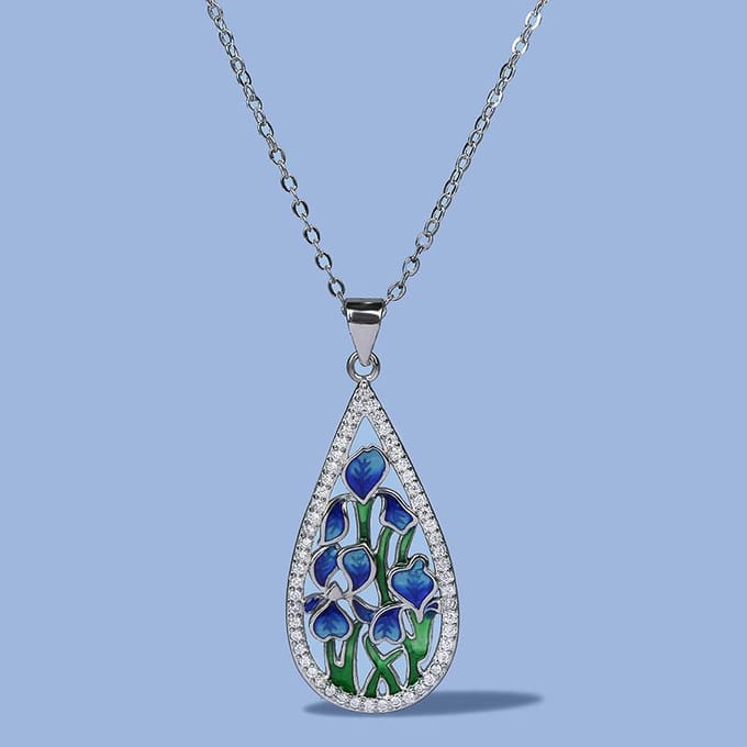 Eurn Pastoraal Bloem Hanger Handgemaakt Emaille Sieraden Bruiloft Verjaardagsfeest Dames Ketting gray