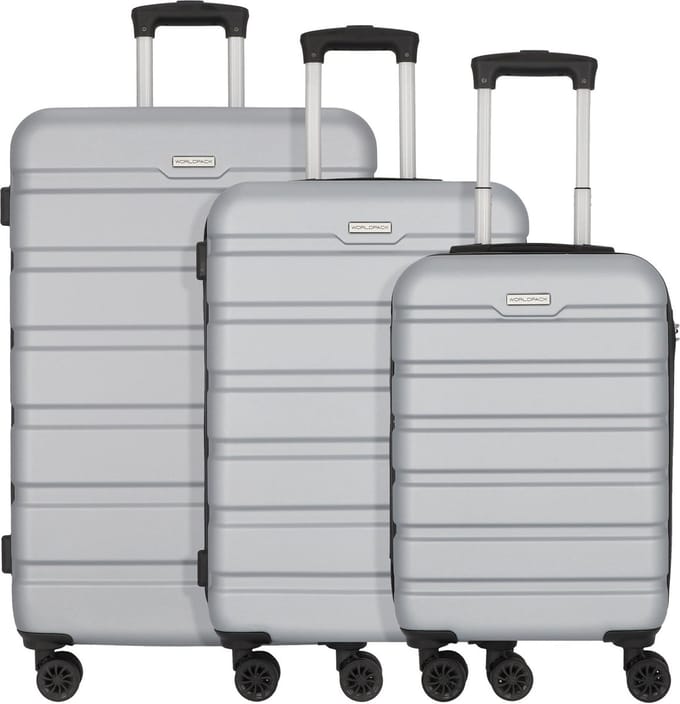 Worldpack Phoenix 4 wielen Kofferset 3-delig - Harde bagage - Combinatieslot - silber