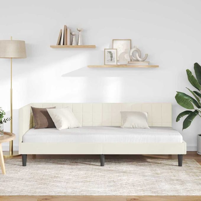 vidaXL - Hoek - Bed - Frame - Crème - 80 - x - 200 - cm - Fluweel