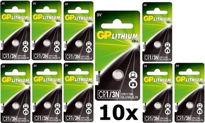 10 Stuks - GP CR 1/3 N 6131 170mAh 3V knoopcelbatterij