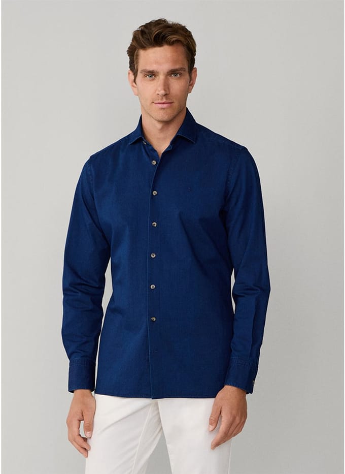 Hackett Hm3010534 Overhemd Met Lange Mouwen Blauw S Man