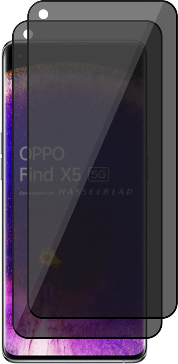 Privacy Screenprotector geschikt voor Oppo Find X5 - 2x Volledig Dekkend Glas Screen Protector