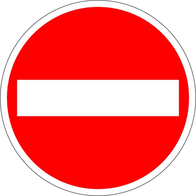 Verboden in te rijden sticker, C2 50 mm - 10 stuks per kaart