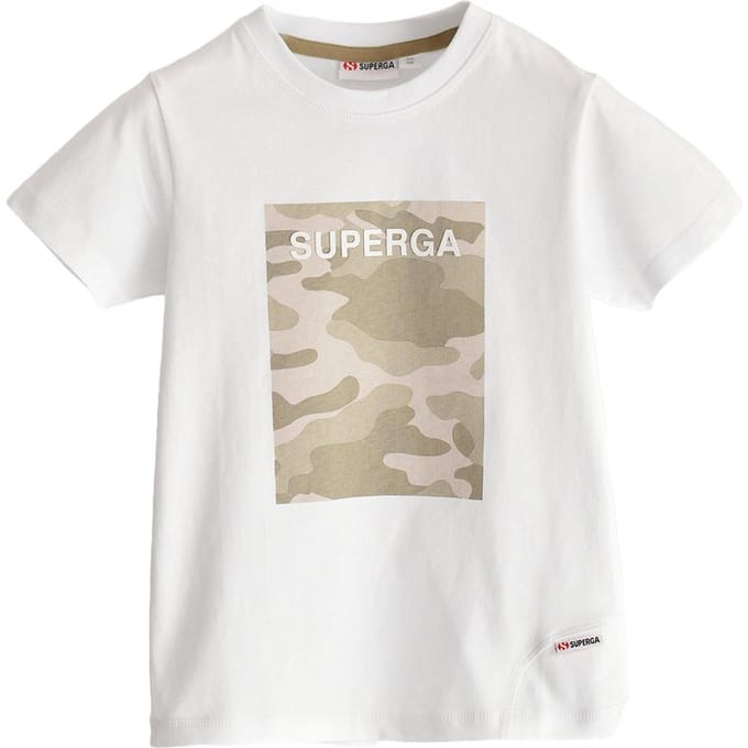 Superga Kinder/Kids Camo Logo T-shirt met kapmouw (Wit)