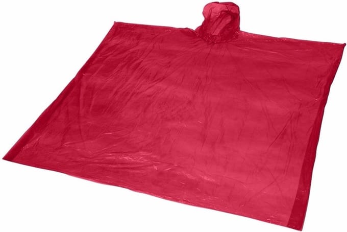 Scoby - Regenponcho - Noodponcho - Wegwerp - Disposable Rain Poncho - One Size - Transparant/Rood - 2 Stuks