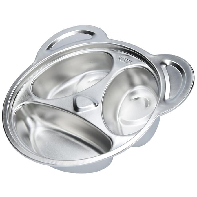 Assiette de nourriture pour enfants en acier inoxydable 304 en forme de panda, pour la maison, la maternelle et l'école white