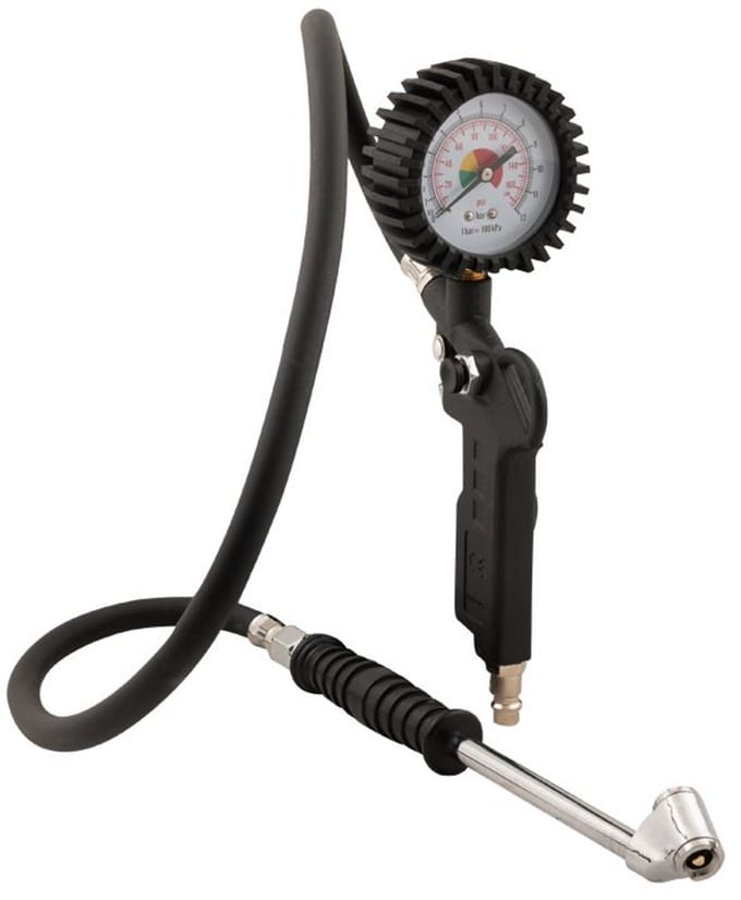 Bandenpomp 75 cm slang, manometer en pompstok - TOPGEAR