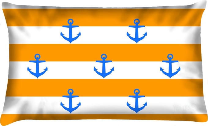 Sierkussen - Buitenkussen Blanje Bleu Waterafstotend Bootkussen Streep Ankers - Multicolor - 60 Cm X 40 Cm