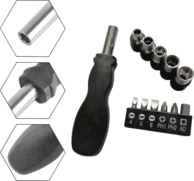 Schroevendraaier met bitset - 14 delig - gereedschapset - soft grip - precisie - schroevendraaier set - Kruis Platte kop - Mini schroevendraaier - Kleine schroevendraaier - Bits Bit Houder set - Zwart