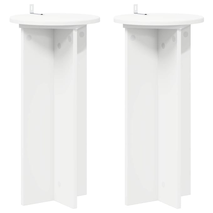 vidaXL - Plantenstand - 2 - st - Wit - Ø29,5 - x - 60 - cm - Bewerkt - hout