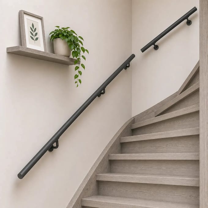 Boomstam Trapleuning Vigo | Zwart | 100cm | Bijbehorende beugels beschikbaar | Berkenhout