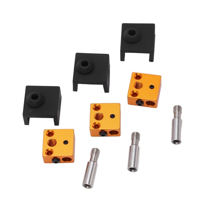 3 Sets 3D-printeronderdeel Siliconensok Aluminium Verwarmingsblok RVS Keel voor MK7 MK8 black