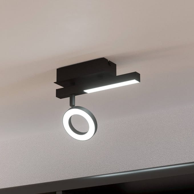 EGLO Cardillio 2 Opbouwspot - LED - 22.5 cm - Zwart