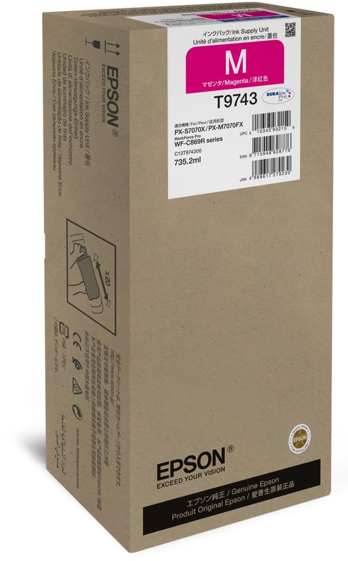 Epson T9743 - XXL size - magenta - original - ink cartridge