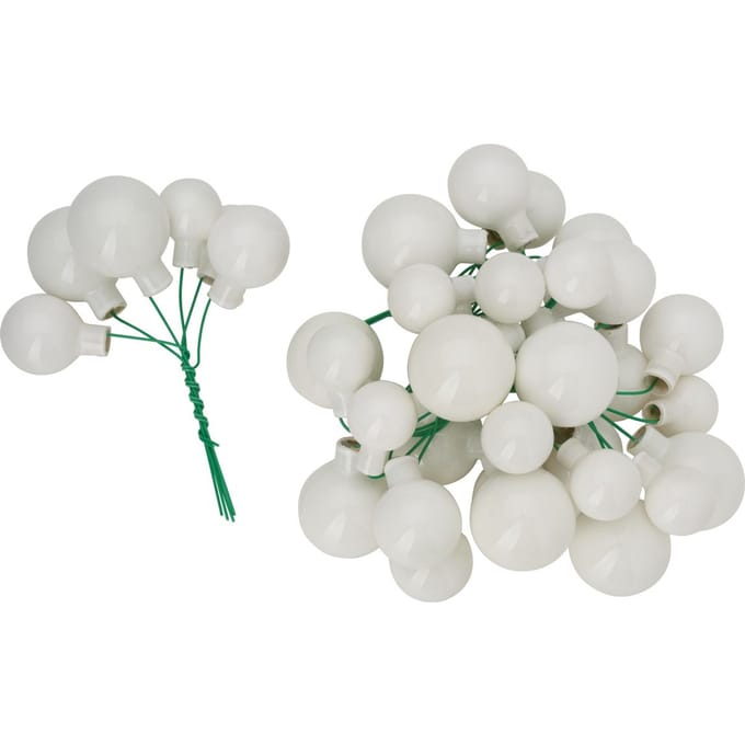 Kerstballen van glas op draad, 36 stuks, Ø 20 / 25 / 30 mm - Wit-Opaal