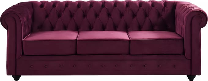 Vente-unique Driezitsbank CHESTERFIELD - velours - paars