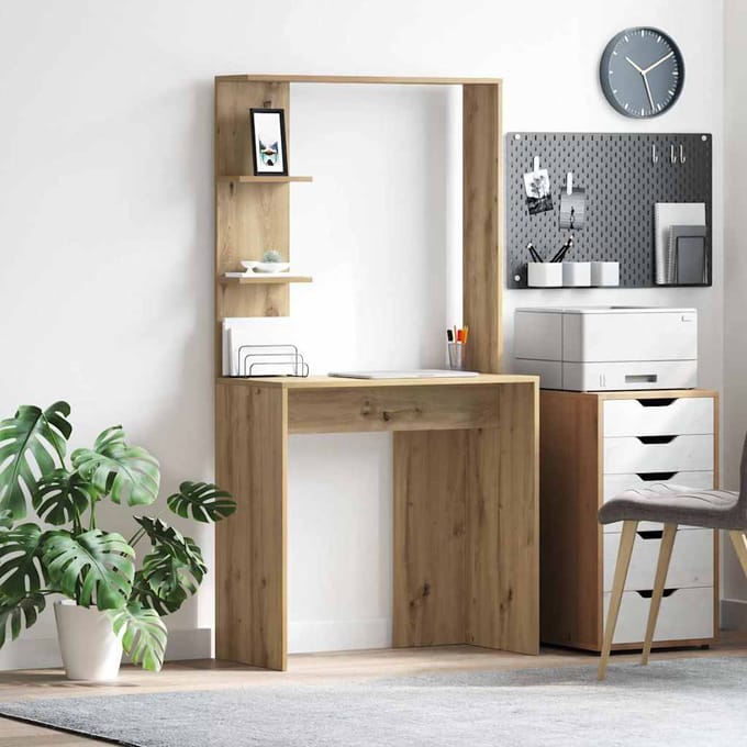 vidaXL - Bureau - Artisan - Eiken - Bewerkt - hout - 78,5 - x - 37 - x - 154,5 - cm