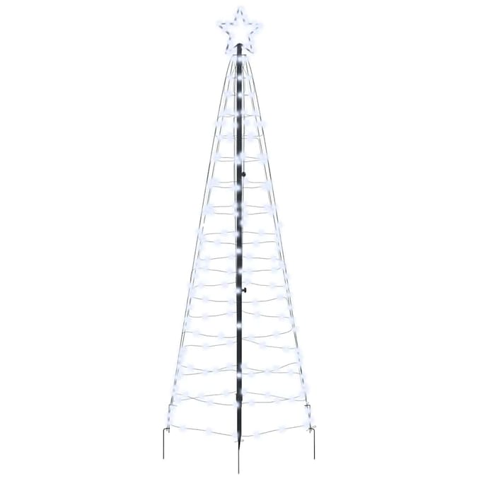 vidaXL - LED - Kerstboom - met - Grondspikes - Koudwit - 250 - cm - IJzer