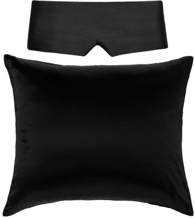 Perfect Sleep Set Black Pearl - Kussensloop & Slaapmasker - Silk Heaven - 50x60cm