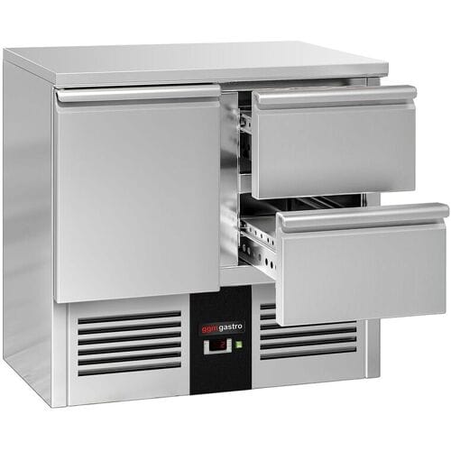 GGM Gastro Kühltisch PREMIUM - 900x700mm - 1 Tür - 2 Schubladen Zilver